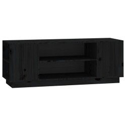 vidaXL Mueble de TV madera maciza de pino negro 110x35x40,5 cm