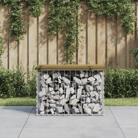 vidaXL Banco jardín diseño gaviones madera pino impregnada 63x44x42 cm
