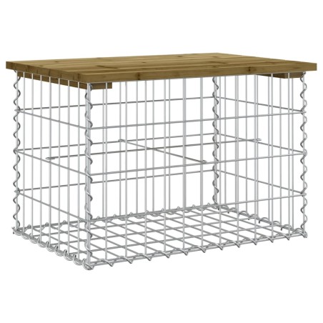 vidaXL Banco jardín diseño gaviones madera pino impregnada 63x44x42 cm