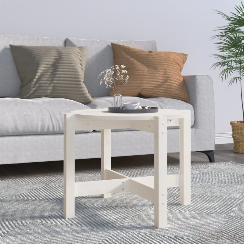 vidaXL Mesa de centro de madera maciza de pino blanco 62,5x45 cm vidaXL Mesa de centro de madera maciza de pino blanco 62,5x45 cm
