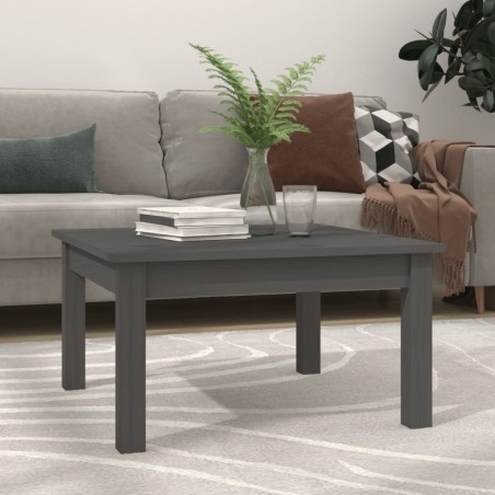 vidaXL Mesa de centro de madera maciza de pino gris 55x55x30 cm