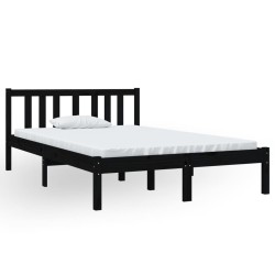 vidaXL Estructura de cama madera maciza negro 120x190 cm