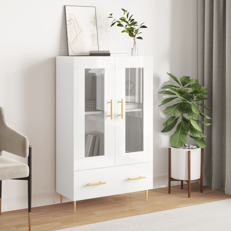 vidaXL Aparador alto madera de ingeniería blanco brillo 69,5x31x115 cm vidaXL Aparador alto madera de ingeniería blanco brillo 69,5x31x115 cm