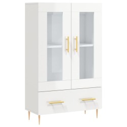 vidaXL Aparador alto madera de ingeniería blanco brillo 69,5x31x115 cm
