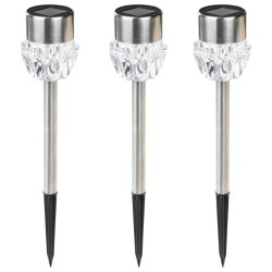 HI Focos LED solares con estacas para caminos LED 3 unidades cristal