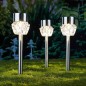 HI Focos LED solares con estacas para caminos LED 3 unidades cristal HI Focos LED solares con estacas para caminos LED 3 unidades cristal