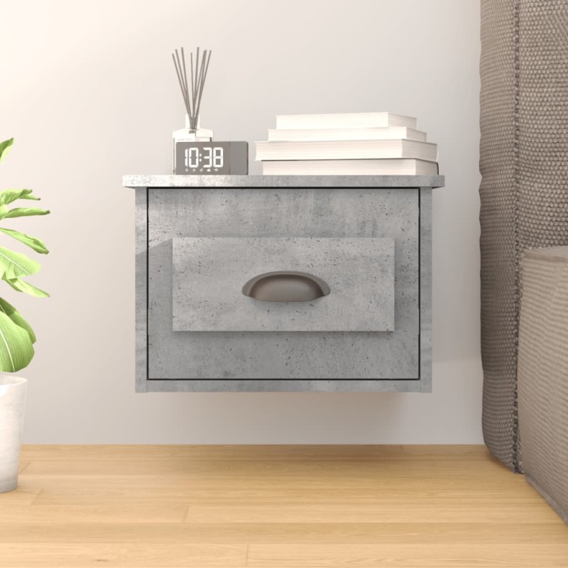 vidaXL Mesita de noche de pared color gris hormigón 41,5x36x28 cm vidaXL Mesita de noche de pared color gris hormigón 41,5x36x28 cm