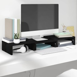 vidaXL Soporte de monitor madera maciza de pino negro 60x24x10,5 cm