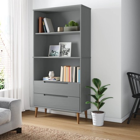 vidaXL Librería MOLDE madera maciza de pino gris 85x35x170,5 cm
