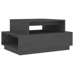 vidaXL Mesa de centro madera maciza de pino gris 80x55x40,5 cm