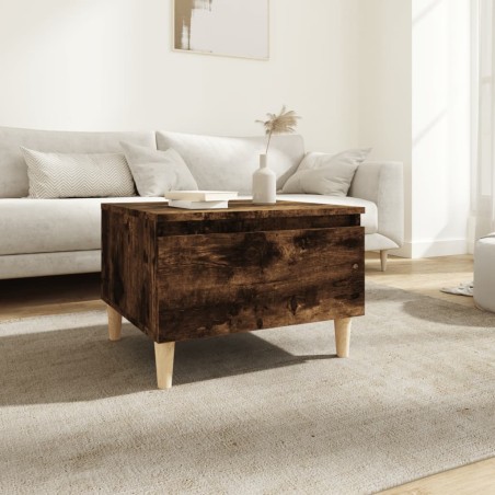 vidaXL Mesa auxiliar madera contrachapada roble ahumado 50x46x35 cm