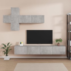 vidaXL Set de muebles de TV 7 pzas madera contrachapada gris hormigón