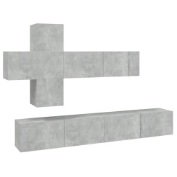 vidaXL Set de muebles de TV 7 pzas madera contrachapada gris hormigón