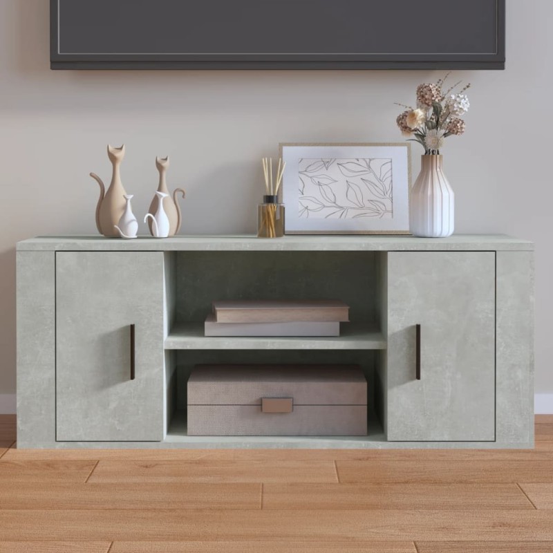 vidaXL Mueble para TV contrachapada gris hormigón 100x35x40 cm vidaXL Mueble para TV contrachapada gris hormigón 100x35x40 cm