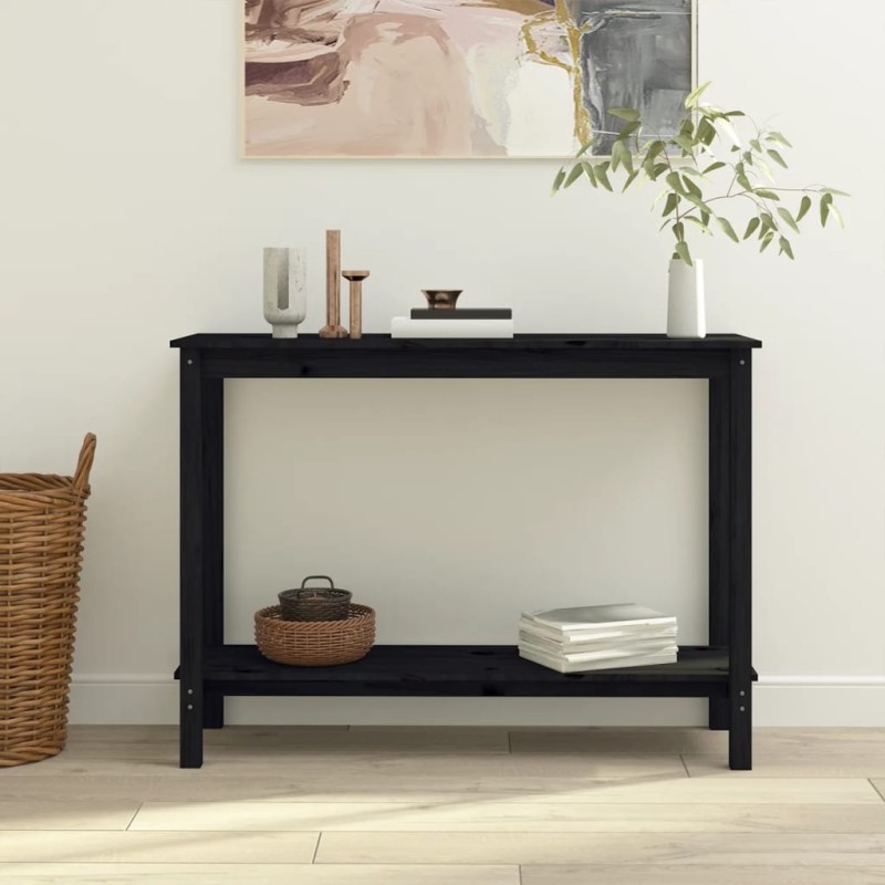 vidaXL Mesa consola madera maciza de pino negro 110x40x80 cm vidaXL Mesa consola madera maciza de pino negro 110x40x80 cm