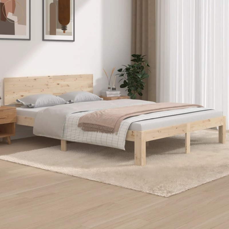 vidaXL Estructura de cama de madera maciza de pino 140x190 cm