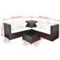 vidaXL Set muebles de jardín 4 piezas y cojines ratán sintético marrón vidaXL Set muebles de jardín 4 piezas y cojines ratán sintético marrón