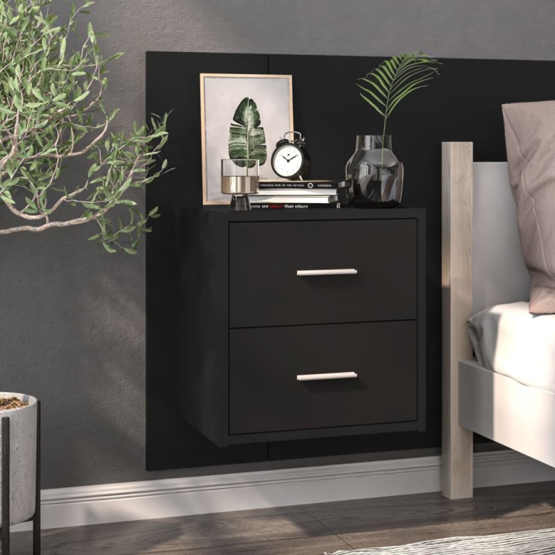 vidaXL Mesita de noche de pared negra vidaXL Mesita de noche de pared negra