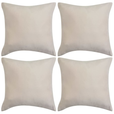 vidaXL Fundas de cojín 4 uds 50x50 cm poliéster  gamuza beige