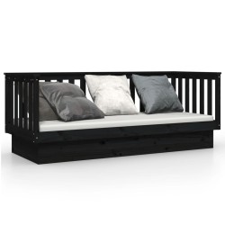 vidaXL Sofá cama madera maciza de pino negro 90x190 cm