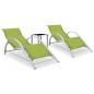 vidaXL Tumbonas con mesita 2 unidades aluminio verde vidaXL Tumbonas con mesita 2 unidades aluminio verde