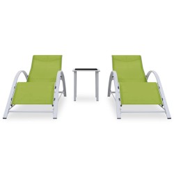 vidaXL Tumbonas con mesita 2 unidades aluminio verde