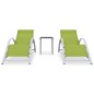 vidaXL Tumbonas con mesita 2 unidades aluminio verde vidaXL Tumbonas con mesita 2 unidades aluminio verde