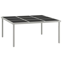 vidaXL Mesa de comedor de jardín acero y vidrio 170x170x74,5 cm