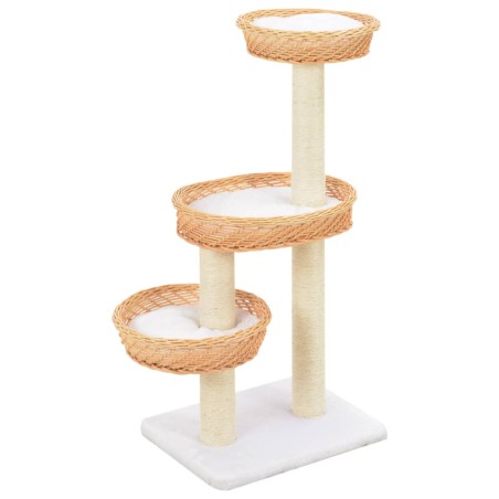 vidaXL Rascador para gatos con poste de sisal madera natural de sauce