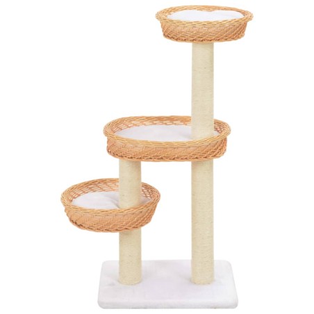 vidaXL Rascador para gatos con poste de sisal madera natural de sauce