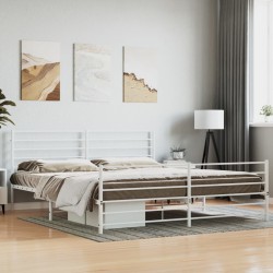 vidaXL Estructura cama metal con cabecero y estribo blanco 180x200 cm