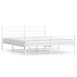 vidaXL Estructura cama metal con cabecero y estribo blanco 180x200 cm