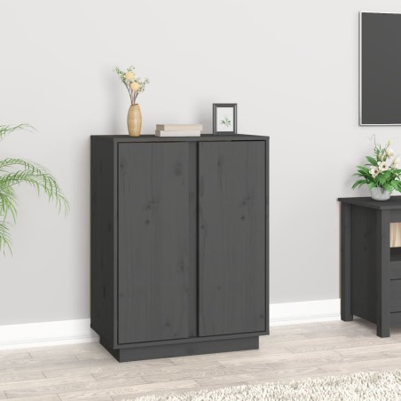vidaXL Aparador de madera maciza de pino gris 60x35x80 cm