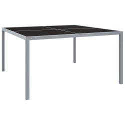 vidaXL Mesa de jardín de acero y vidrio gris 130x130x72 cm 