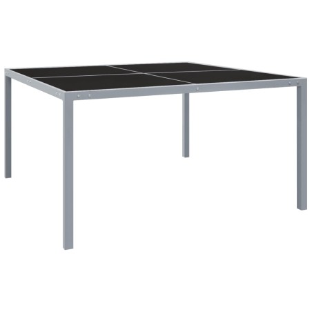 vidaXL Mesa de jardín de acero y vidrio gris 130x130x72 cm 