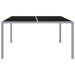 vidaXL Mesa de jardín de acero y vidrio gris 130x130x72 cm 