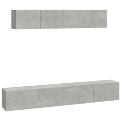 vidaXL Set de muebles de TV 4 pzas madera contrachapada gris hormigón