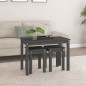 vidaXL Mesas apilables 3 piezas madera maciza de pino gris vidaXL Mesas apilables 3 piezas madera maciza de pino gris