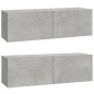 vidaXL Set de muebles de TV 4 pzas madera contrachapada gris hormigón