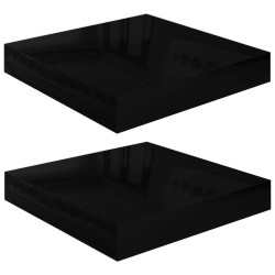 vidaXL Estante flotante de pared 2 uds MDF negro brillo 23x23,5x3,8cm