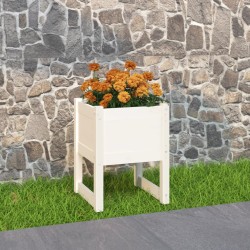 vidaXL Jardinera madera maciza de pino blanco 40x40x52,5 cm