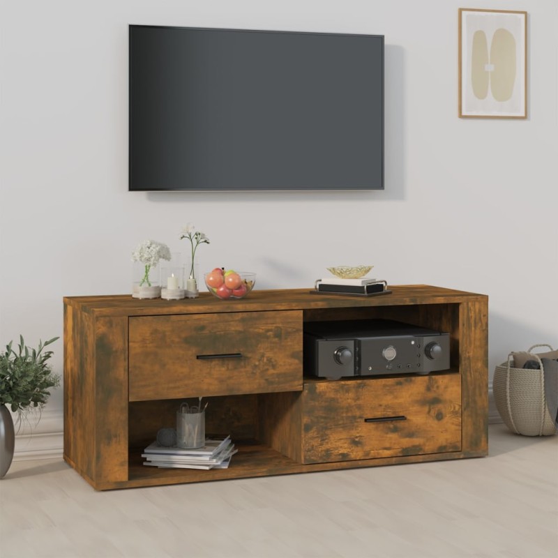 vidaXL Mueble para TV madera contrachapada roble ahumado 100x35x40 cm