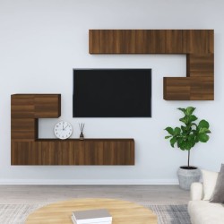 vidaXL Mueble de pared para TV madera contrachapada roble marrón