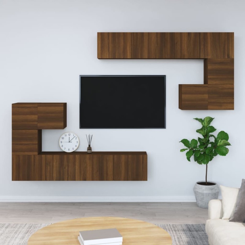 vidaXL Mueble de pared para TV madera contrachapada roble marrón vidaXL Mueble de pared para TV madera contrachapada roble marrón