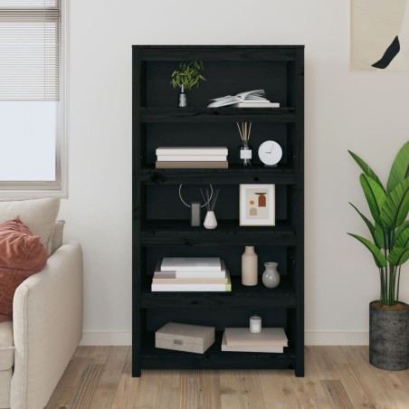 vidaXL Estantería madera maciza de pino negra 80x35x154 cm