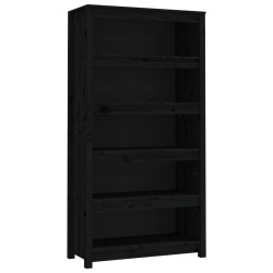 vidaXL Estantería madera maciza de pino negra 80x35x154 cm