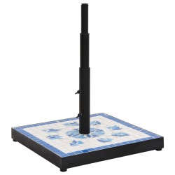 vidaXL Base de sombrilla cuadrada azul y blanco 12 kg
