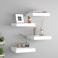 vidaXL Estantes flotantes de pared 4 uds MDF blanco 23x23,5x3,8 cm