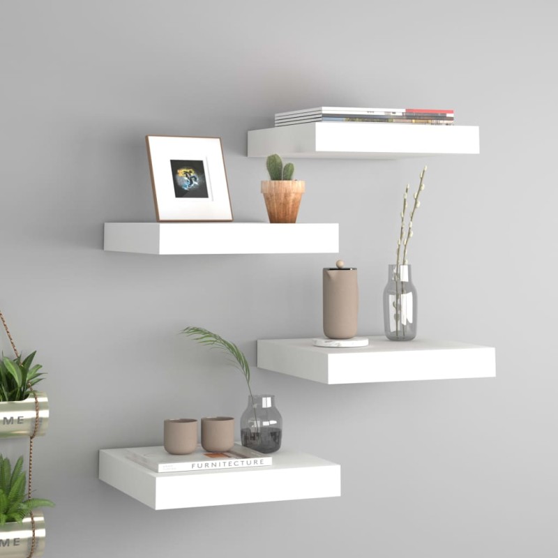 vidaXL Estantes flotantes de pared 4 uds MDF blanco 23x23,5x3,8 cm vidaXL Estantes flotantes de pared 4 uds MDF blanco 23x23,5x3,8 cm