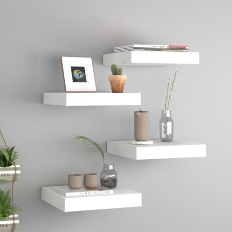 vidaXL Estantes flotantes de pared 4 uds MDF blanco 23x23,5x3,8 cm